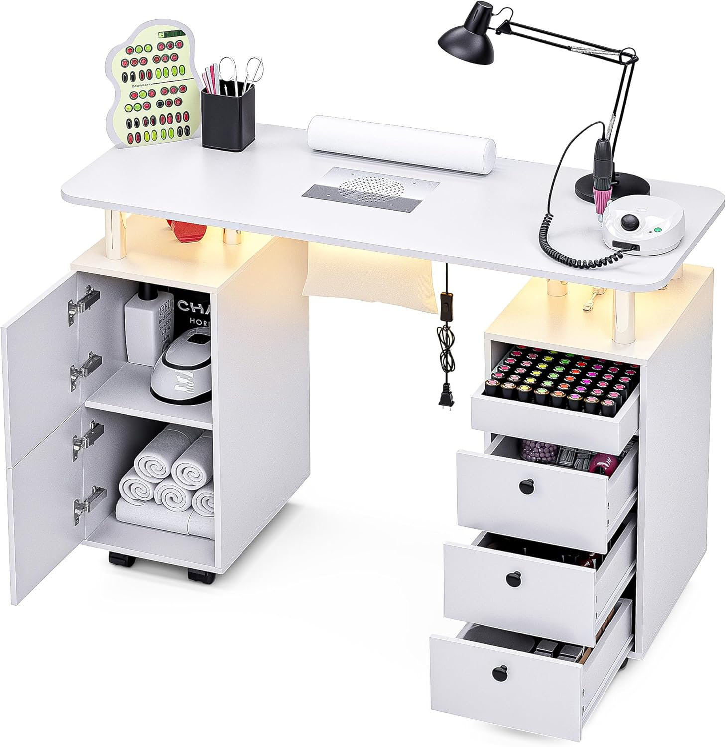 iru　ネイルテーブル Hokku Designs Nail Desk for Nail Tech with Electric Dust Collector